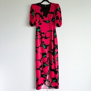 De La Vali Red and Black Flower Ohio Maxi Dress